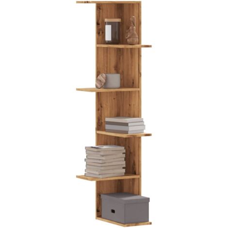 Estantería pared esquina madera roble artisan 36,5x36,5x140 cm vidaXL