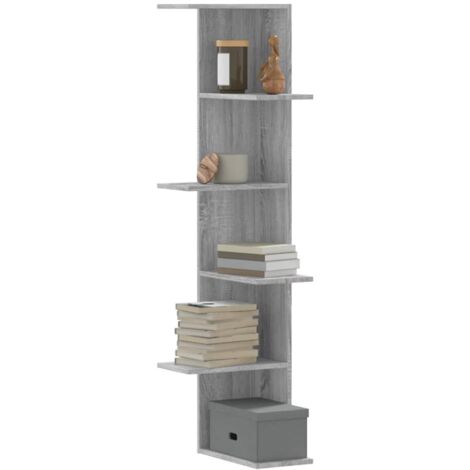 Estantería pared de esquina madera gris Sonoma 36,5x36,5x140 cm vidaXL