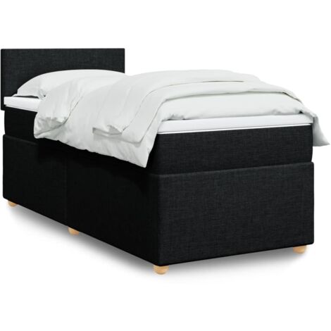 Cama box spring individual con colchón tela negro vidaXL (1/5)