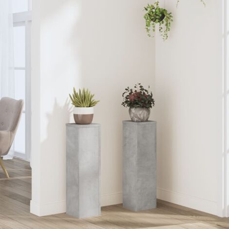 Soportes de plantas 2 uds madera gris hormigón 17x17x60 cm vidaXL
