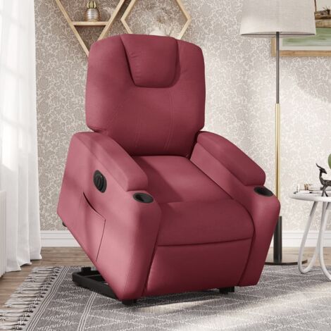 Sillón eléctrico reclinable elevable de tela rojo tinto vidaXL