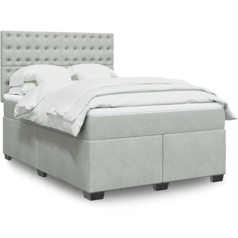 Cama box spring con colchón terciopelo gris claro 140x200 cm vidaXL (1/5)