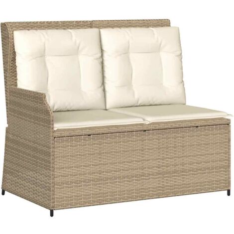 Sillón reclinable de jardín con cojines ratán sintético beige vidaXL (1/5)