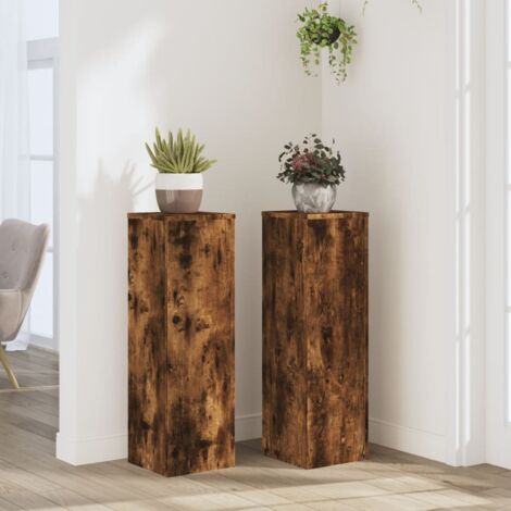 Soportes de plantas 2 uds madera roble ahumado 25x25x80 cm vidaXL
