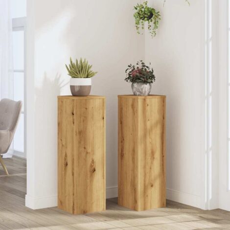 Soportes de plantas 2 uds madera roble artisian 25x25x80 cm vidaXL