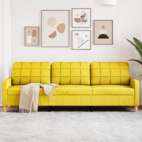 Sofá de 3 plazas de tela amarillo claro 210 cm vidaXL