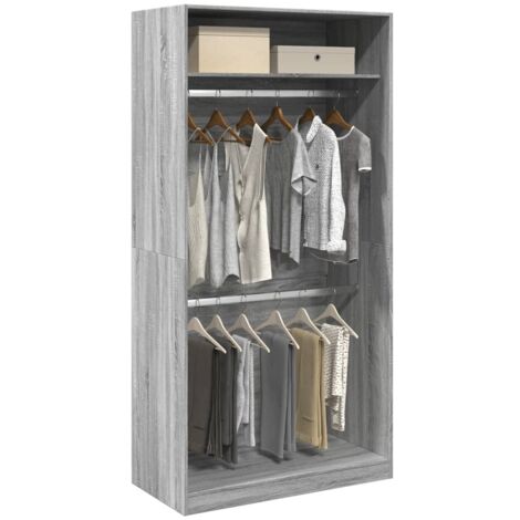 Armario de madera contrachapada gris Sonoma 100x50x200 cm vidaXL