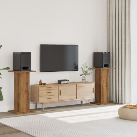 Soportes altavoces 2 uds madera roble artesano 30x30x80 cm vidaXL (1/5)