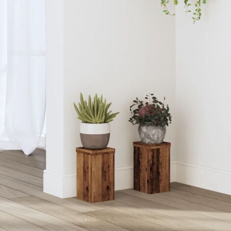Soportes de plantas 2 uds madera roble envejecido 10x10x18 cm vidaXL
