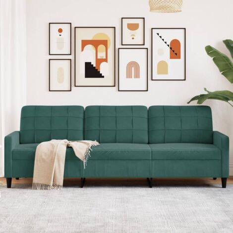 Sofá de 3 plazas terciopelo verde oscuro 210 cm vidaXL