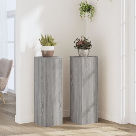 Soportes de plantas 2 uds madera gris Sonoma 25x25x80 cm vidaXL