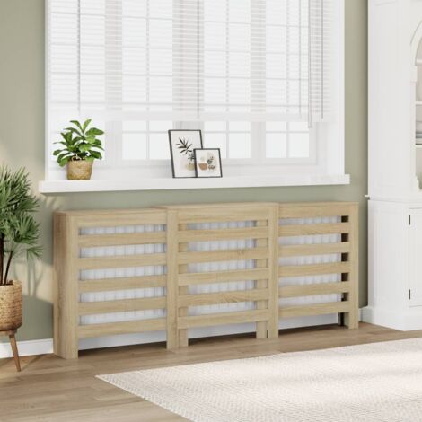 VidaXL Radiatorombouw 205x21,5x83,5 cm bewerkt hout zwart - Kantoormeubelen Plus