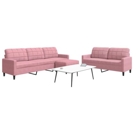 Juego de sofás con cojines 3 piezas terciopelo rosa vidaXL (1/5)