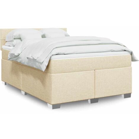Cama box spring con colchón tela color crema 140x190 cm vidaXL