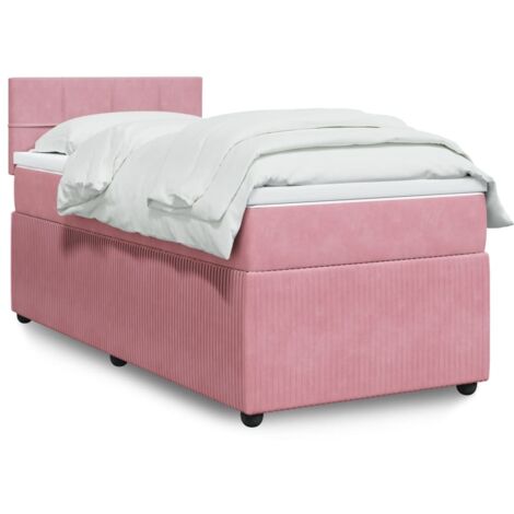 Cama box spring con colchón terciopelo rosa 100x200 cm vidaXL (1/5)
