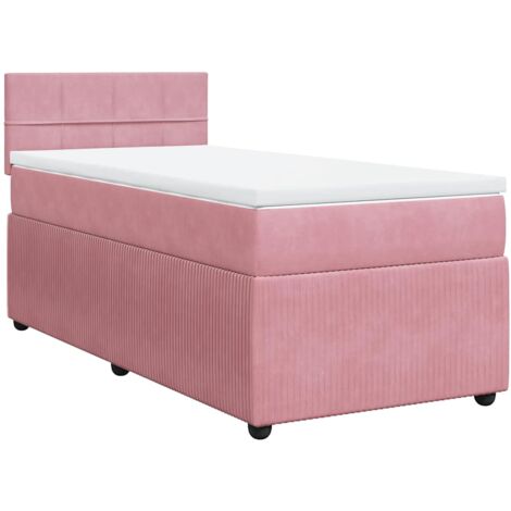 Cama box spring con colchón terciopelo rosa 100x200 cm vidaXL (1/5)