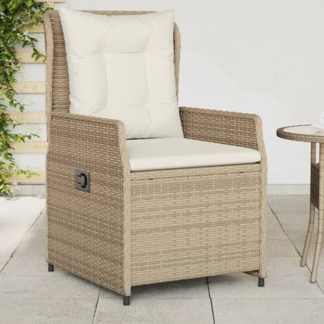 Sillones reclinables de jardín 2 uds ratán sintético beige vidaXL