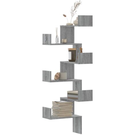Estantería pared de esquina madera gris Sonoma 45x45x147 cm vidaXL