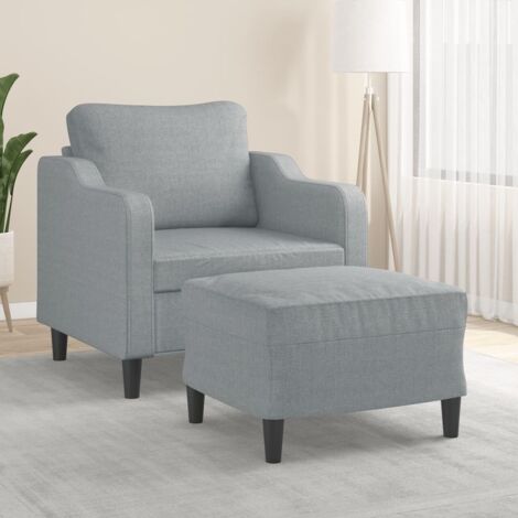 Sillón con taburete tela gris claro 60 cm vidaXL (1/5)