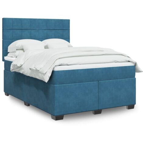 Cama box spring con colchón terciopelo azul 160x200 cm vidaXL (1/5)