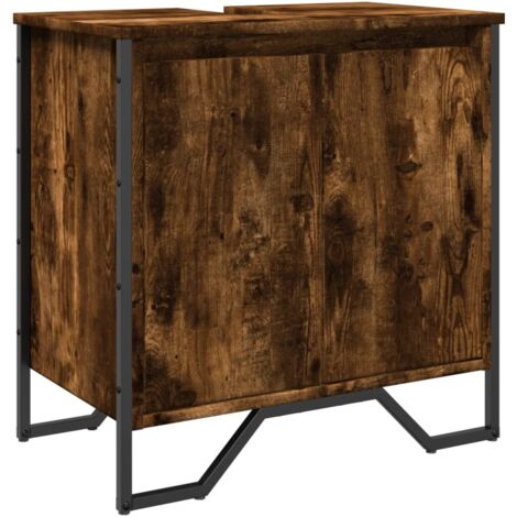 Armario lavabo baño madera ingeniería roble ahumado 60x35x60 cm vidaXL