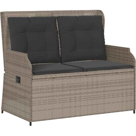 Sillón reclinable de jardín con cojines ratán sintético gris vidaXL