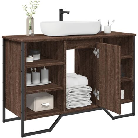 Armario lavabo baño madera ingeniería marrón roble 91x35x60 cm vidaXL