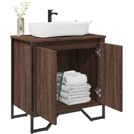 Armario lavabo baño madera ingeniería marrón roble 60x35x60 cm vidaXL
