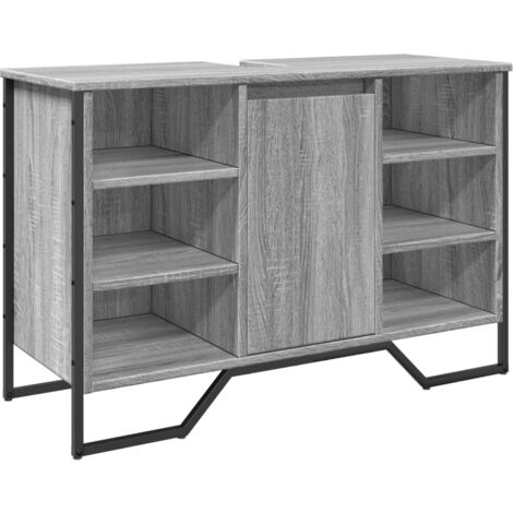 Armario lavabo baño madera ingeniería gris Sonoma 91x35x60 cm vidaXL