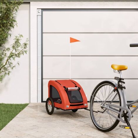 Remolque de bicicleta mascotas hierro tela Oxford naranja vidaXL