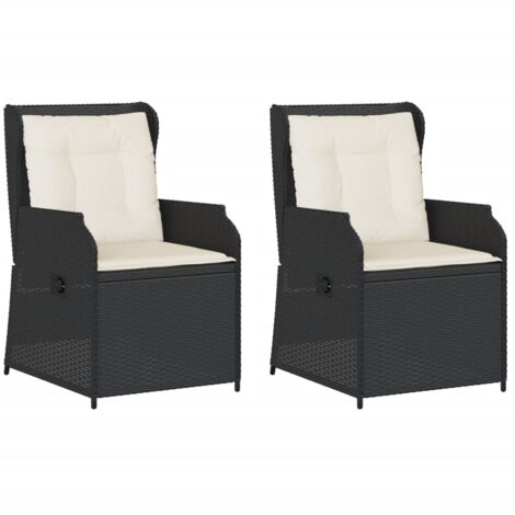 Sillones reclinable jardín cojines 2 uds ratán sintético negro vidaXL (1/5)