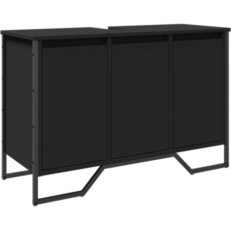 Armario de lavabo de baño madera ingeniería negro 91x35x60 cm vidaXL