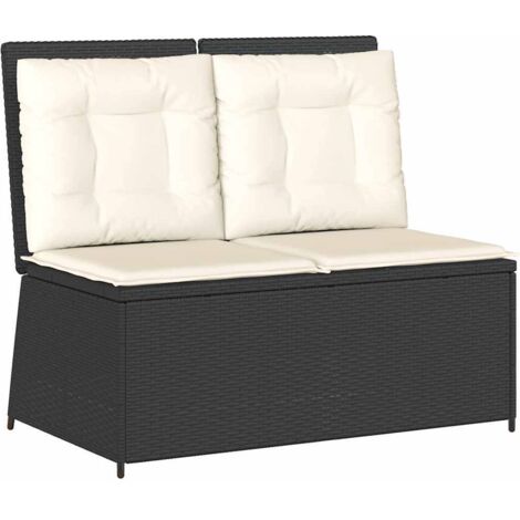 Sillón reclinable de jardín con cojines ratán sintético negro vidaXL