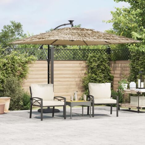 Sombrilla de jardín con LEDs poste acero marrón 269x269x235 cm vidaXL