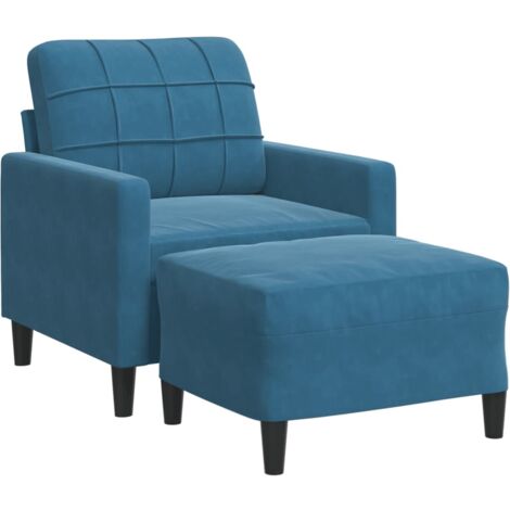 Sillón con taburete terciopelo azul 60 cm vidaXL (1/5)