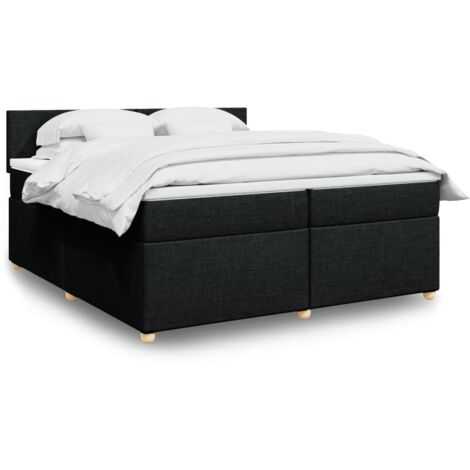 Cama box spring con colchón tela negro 200x200 cm vidaXL (1/5)