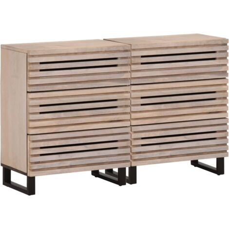 vidaXL Aparador 2 piezas madera maciza de mango 60x34x75 cm (1/5)