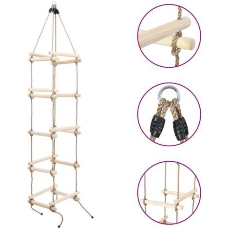 Escalera de cuerda para niños madera 200 cm vidaXL