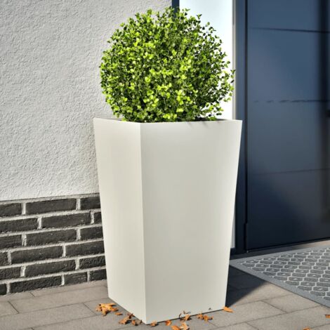 Jardineras 2 uds acero blanca 45x45x75 cm vidaXL (1/5)