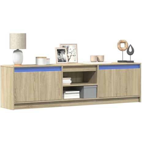 Mueble de TV LED madera de ingeniería roble Sonoma 180x34x50 cm vidaXL