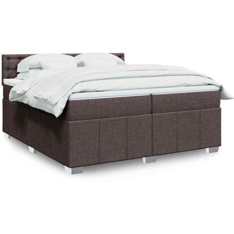 Cama box spring con colchón tela marrón oscuro 200x200 cm vidaXL (1/5)