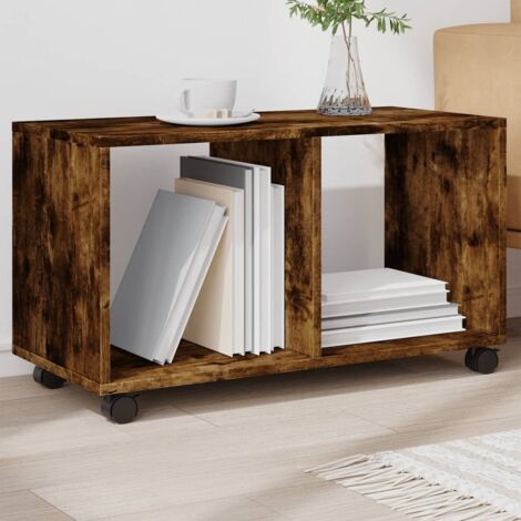Armario con ruedas madera ingeniería roble ahumado 72x33x42,5cm vidaXL