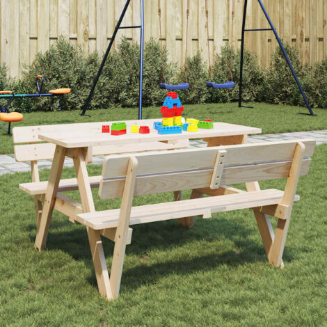 Mesa de picnic para 4 niños agujero para sombrilla madera abeto vidaXL