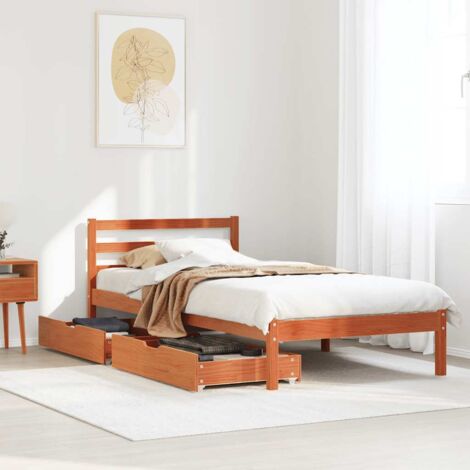 Estructura de cama sin colchón madera maciza marrón 75x190 cm vidaXL