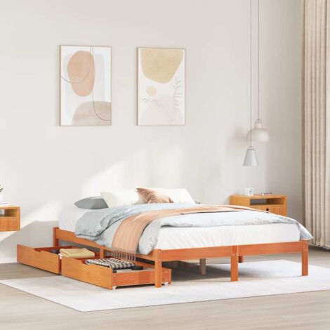 Cama sin colchón madera maciza pino marrón cera 150x200 cm vidaXL (1/5)