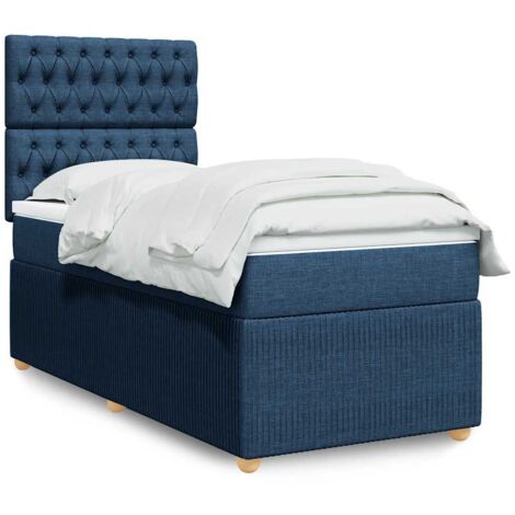 Cama box spring con colchón tela azul 80x200 cm vidaXL (1/5)