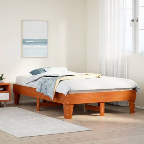 Estructura de cama sin colchón madera maciza marrón 135x190 cm vidaXL (1/5)