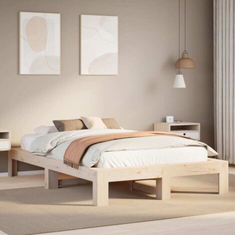 Estructura de cama sin colchón madera maciza de pino 135x190 cm vidaXL (1/5)