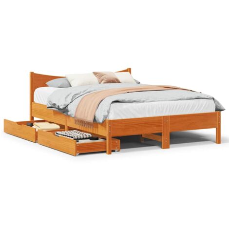 Estructura de cama con cajones madera pino marrón 120x190 cm vidaXL