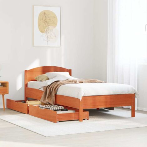 Estructura de cama sin colchón madera maciza marrón 75x190 cm vidaXL (1/5)